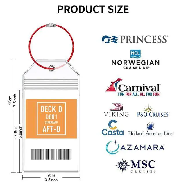Alt view image 2 of 7 - 8 Pcs Carnival Cruise Luggage Tag Holders with 4 Pcs Cruise Lanyards, Cruise Luggage Tag Holder & Cruise Lanyard with Ship Card Holder for Princess, NCL, MSC, Costa 2025-2026, Cruise Ship Essentials