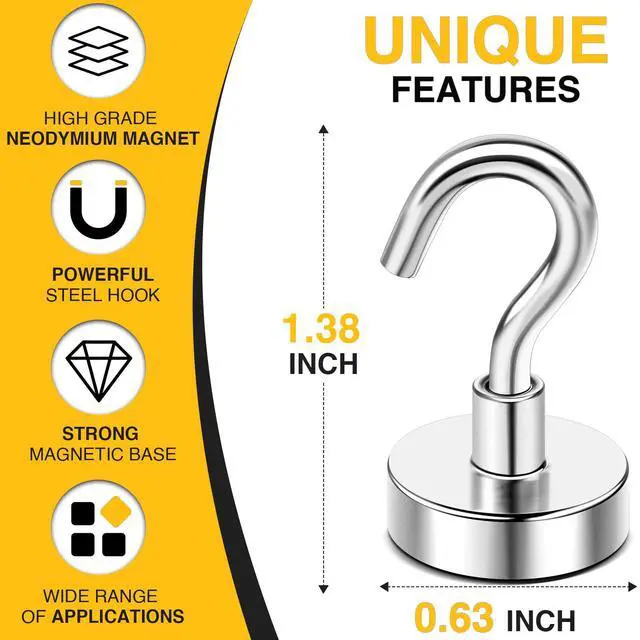Alt view image 2 of 7 - Magnetic Hooks, 30lbs 6pcs Cruise Cabin Essentials Heavy Duty N52