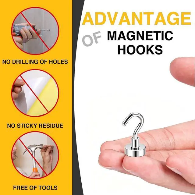 Alt view image 3 of 7 - Magnetic Hooks, 30lbs 6pcs Cruise Cabin Essentials Heavy Duty N52