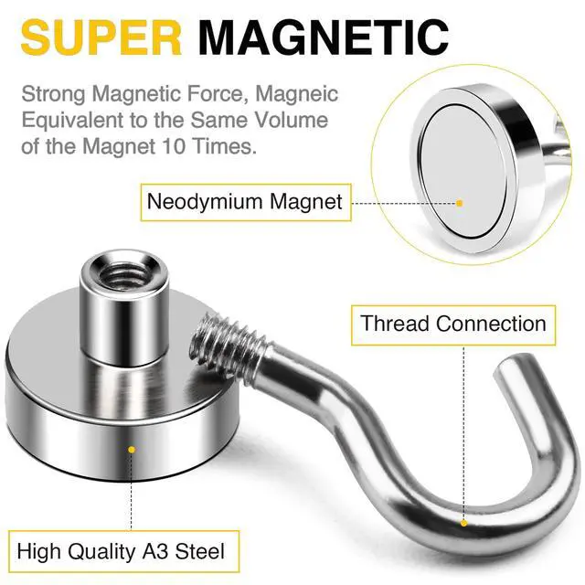 Alt view image 7 of 7 - Magnetic Hooks, 30lbs 6pcs Cruise Cabin Essentials Heavy Duty N52
