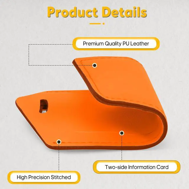 Alt view image 4 of 6 - 4 Pack Leather Luggage Tags for Suitcases Travel Labels Orange