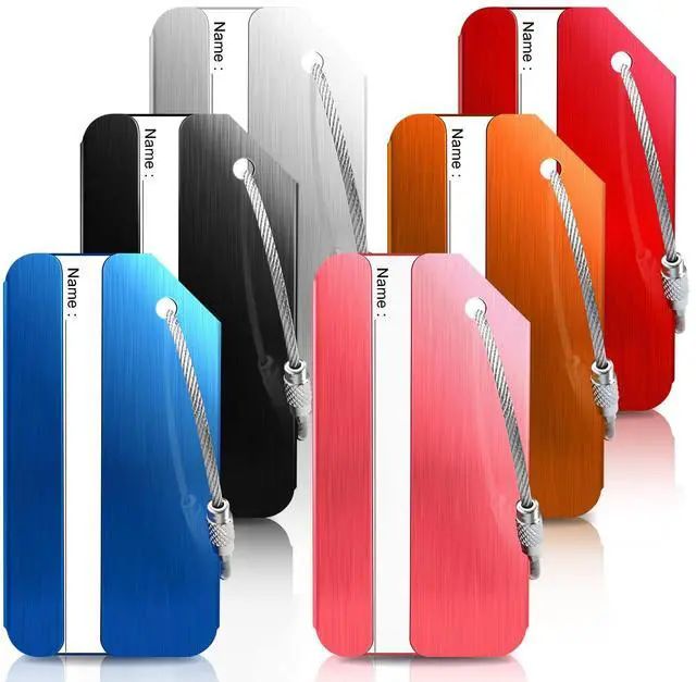 Main image of Aluminum Luggage Tag for Suitcase, 6 Pack Metal Luggage Tag