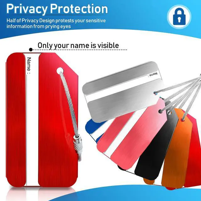 Alt view image 3 of 7 - Aluminum Luggage Tag for Suitcase, 6 Pack Metal Luggage Tag