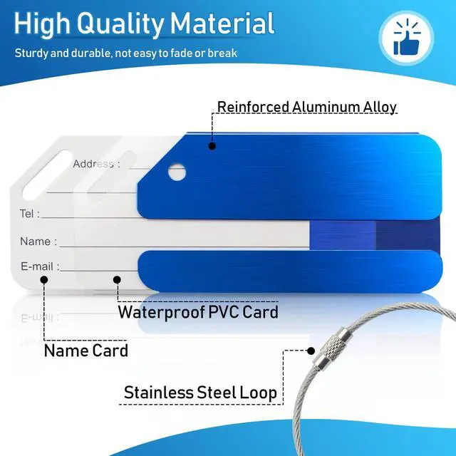 Alt view image 4 of 7 - Aluminum Luggage Tag for Suitcase, 6 Pack Metal Luggage Tag