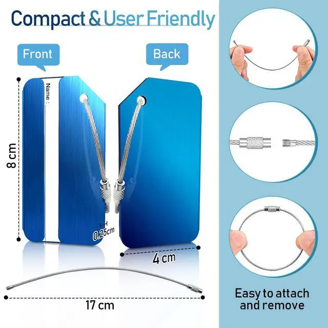 Alt view image 5 of 7 - Aluminum Luggage Tag for Suitcase, 6 Pack Metal Luggage Tag