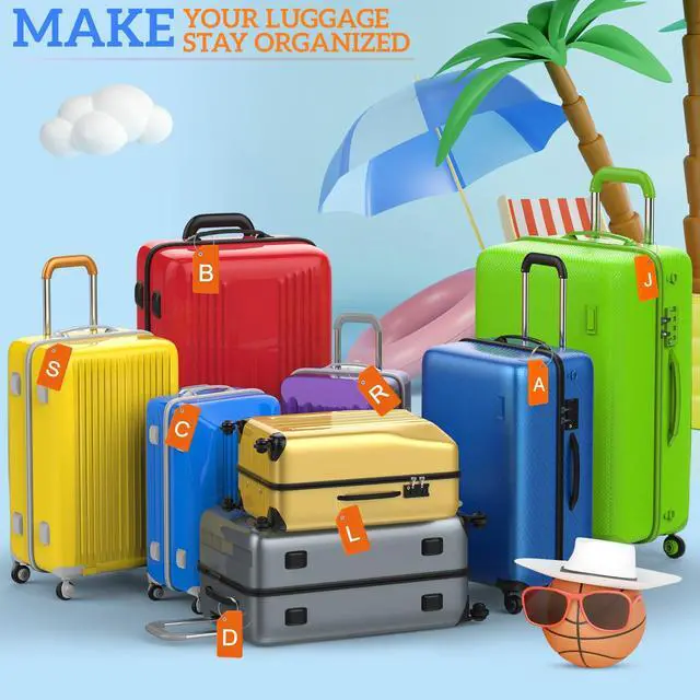 Alt view image 5 of 6 - 8 Pcs Initial Letter A-Z Luggage Tags Silicone Suitcase Instrument Tag with Name Card and Stainless Steel Loop(Letter J,Orange)