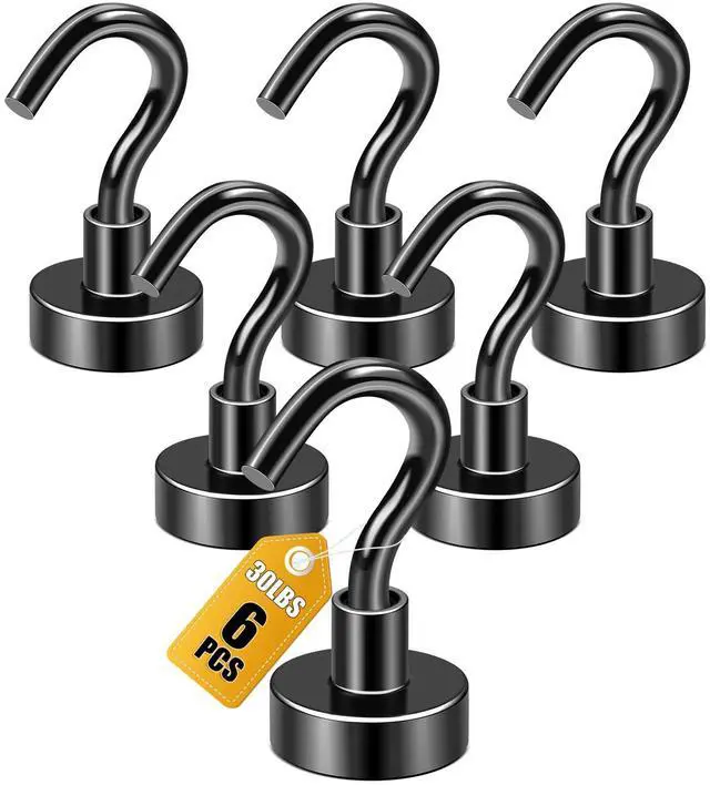 Main image of Magnetic Hooks 6pcs 30lbs+ Cruise Essentials 2026 Magnet Hook Black