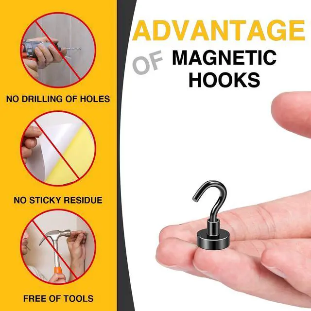 Alt view image 2 of 7 - Magnetic Hooks 6pcs 30lbs+ Cruise Essentials 2026 Magnet Hook Black