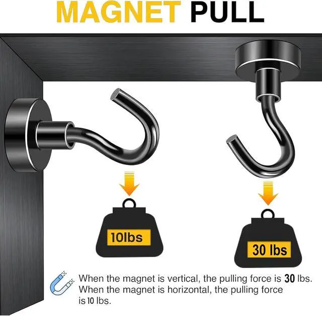 Alt view image 5 of 7 - Magnetic Hooks 6pcs 30lbs+ Cruise Essentials 2026 Magnet Hook Black