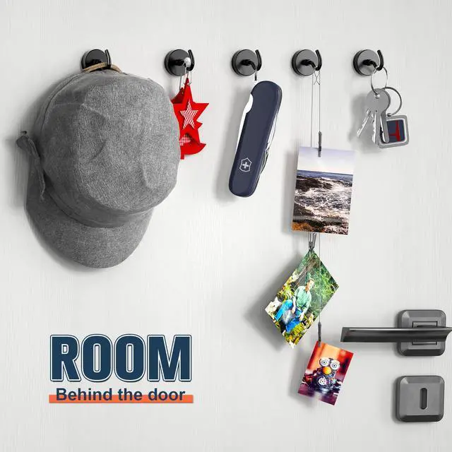 Alt view image 4 of 7 - Heavy Duty Magnetic Hooks, 50LB+ Magnets with Hooks, 12 Pack Black