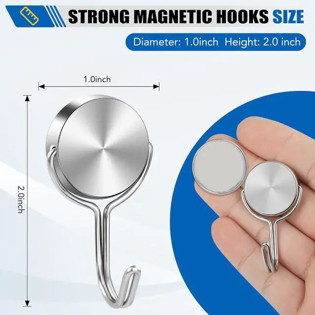 Alt view image 3 of 7 - Magnetic Hooks, 60Lbs 6 Pack for Cruise Cabins