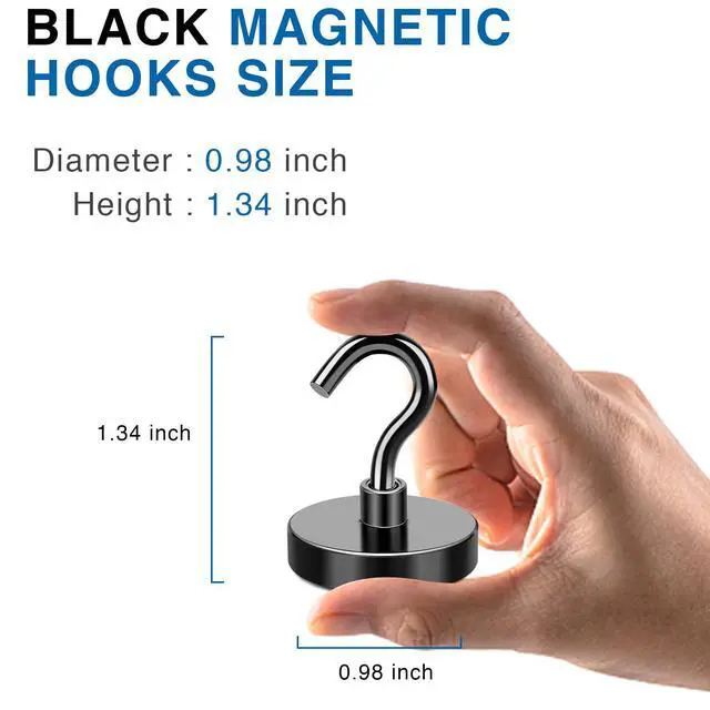 Alt view image 2 of 6 - Magnetic Hooks Heavy Duty, 85LBS, 12 Pack