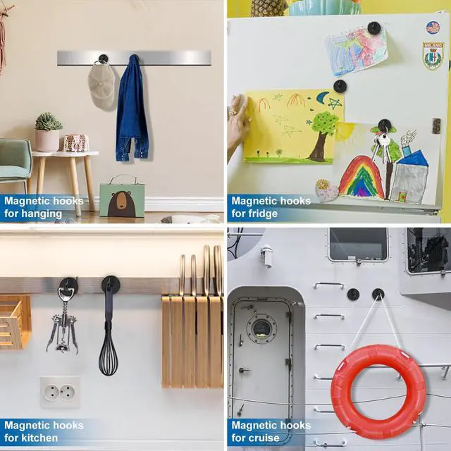 Alt view image 6 of 6 - Magnetic Hooks Heavy Duty, 85LBS, 12 Pack