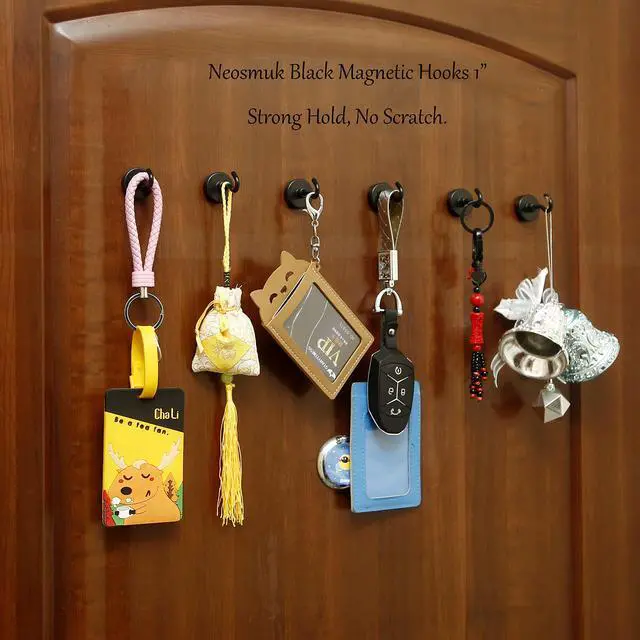 Alt view image 5 of 7 - Magnetic Hooks for Cruise Cabins, 85lb+ Heavy Duty, Black, 6 Pack