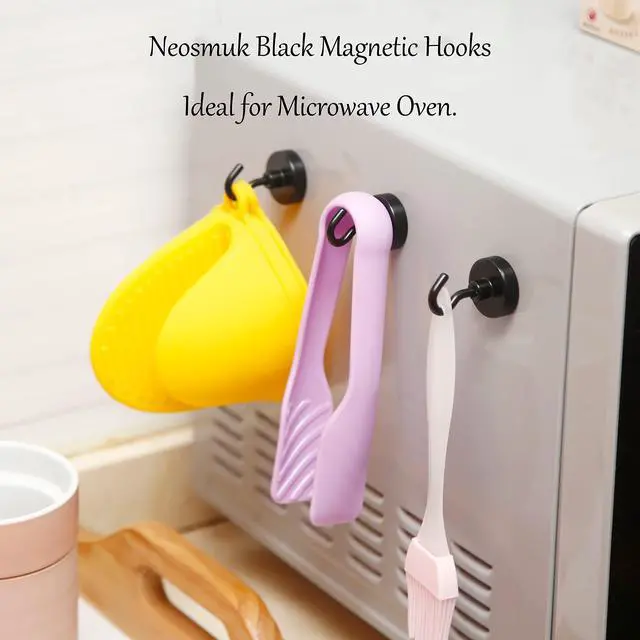 Alt view image 6 of 7 - Magnetic Hooks for Cruise Cabins, 85lb+ Heavy Duty, Black, 6 Pack