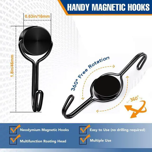 Alt view image 2 of 6 - Magnetic Hooks 6PCS 30lbs+ Cruise Essentials 2026 Magnet Hook