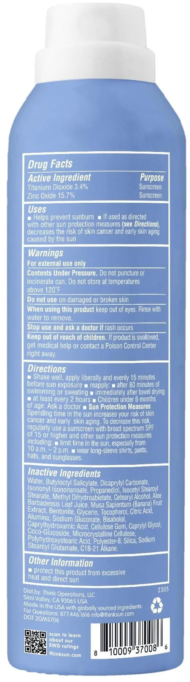 Alt view image 4 of 7 - Mineral Sunscreen Spray SPF 50+, 6 Fl Oz, Water Resistant