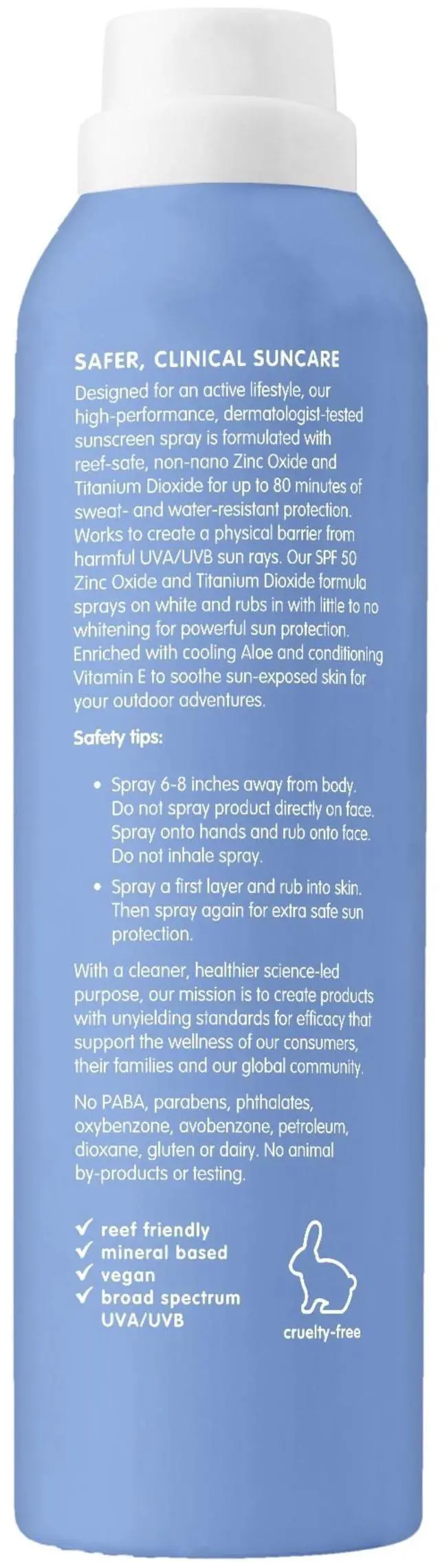Alt view image 5 of 7 - Mineral Sunscreen Spray SPF 50+, 6 Fl Oz, Water Resistant
