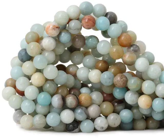 Main image of 45PCS 8mm Natural Mix Color Amazonite Gemstone Round Loose Beads Stone Beads for Jewelry Making DIY 1 Strand 15"