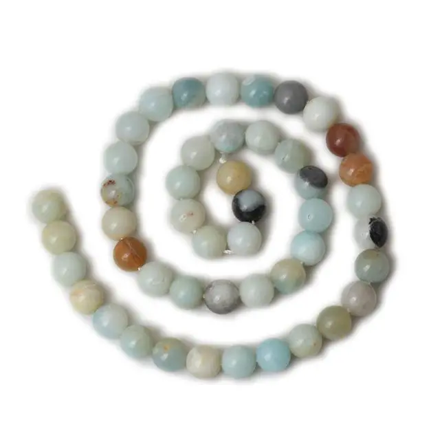 Alt view image 2 of 5 - 45PCS 8mm Natural Mix Color Amazonite Gemstone Round Loose Beads Stone Beads for Jewelry Making DIY 1 Strand 15"