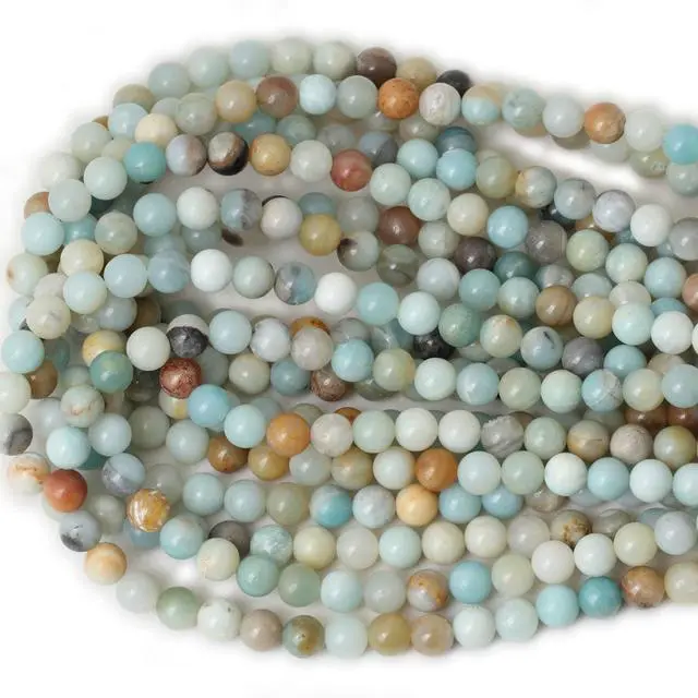 Alt view image 3 of 5 - 45PCS 8mm Natural Mix Color Amazonite Gemstone Round Loose Beads Stone Beads for Jewelry Making DIY 1 Strand 15"