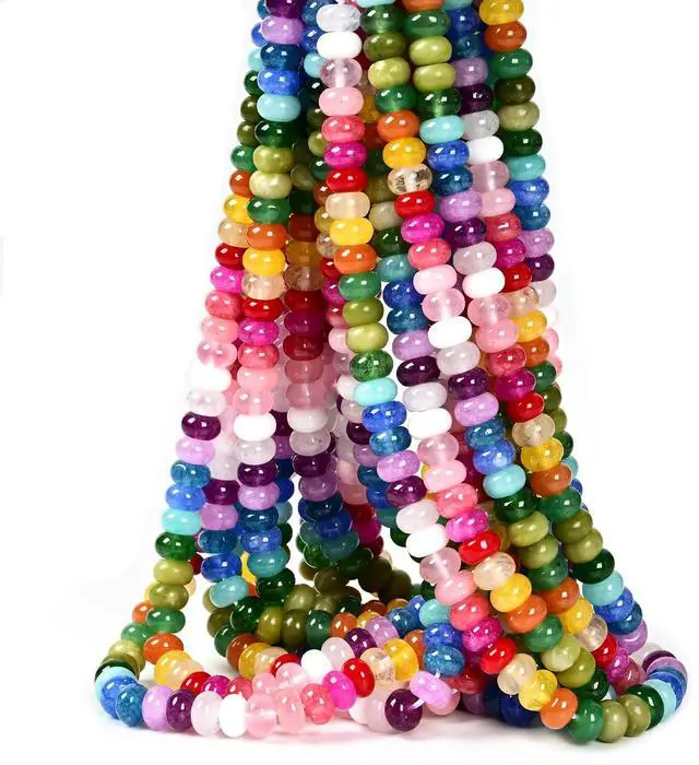 Main image of ICAI Beads Natural 5x8mm Rondelle Beads, Natural Abacus Disk Stone Beads Loose Spacer Gemstone for DIY Bracelet Necklace Jewelry Making (Mulitcolor)
