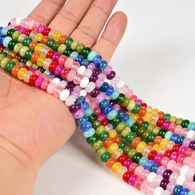 Alt view image 3 of 6 - ICAI Beads Natural 5x8mm Rondelle Beads, Natural Abacus Disk Stone Beads Loose Spacer Gemstone for DIY Bracelet Necklace Jewelry Making (Mulitcolor)