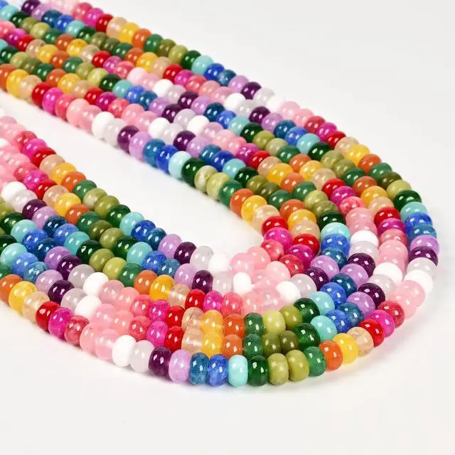Alt view image 4 of 6 - ICAI Beads Natural 5x8mm Rondelle Beads, Natural Abacus Disk Stone Beads Loose Spacer Gemstone for DIY Bracelet Necklace Jewelry Making (Mulitcolor)