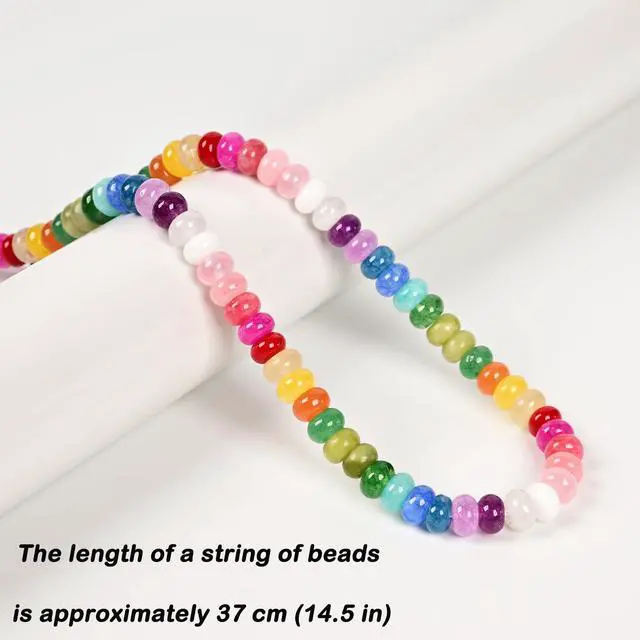 Alt view image 5 of 6 - ICAI Beads Natural 5x8mm Rondelle Beads, Natural Abacus Disk Stone Beads Loose Spacer Gemstone for DIY Bracelet Necklace Jewelry Making (Mulitcolor)