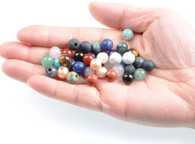 Alt view image 4 of 5 - Natural Gemstone 8mm Round Loose Beads Big Hole 2.5mm Sized 40pcs (Mixed Colour)