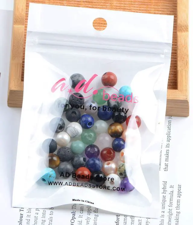 Alt view image 5 of 5 - Natural Gemstone 8mm Round Loose Beads Big Hole 2.5mm Sized 40pcs (Mixed Colour)