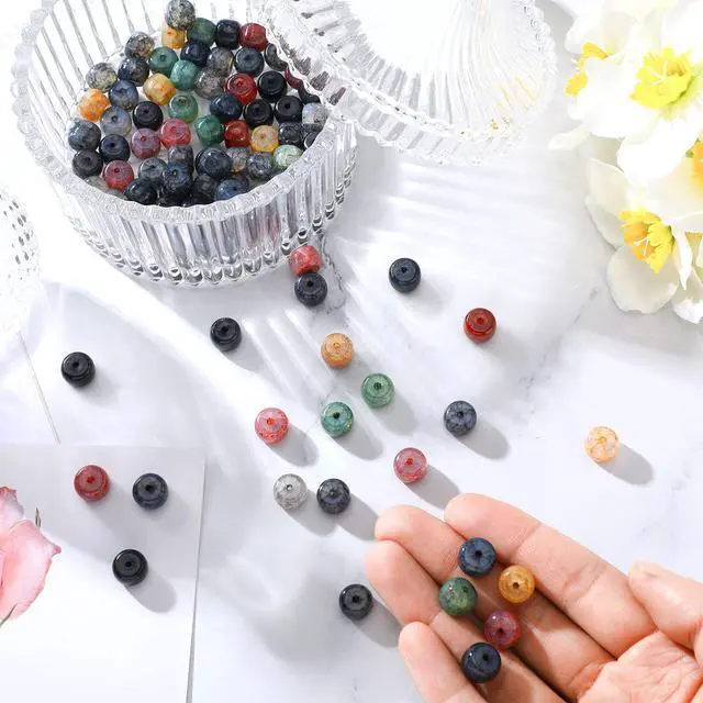 Alt view image 4 of 7 - 200 Pcs 8mm Natural Stone Beads for Jewelry Making Loose Gemstone Beads Western Smooth Genuine Real Stone Charms for DIY Bracelet Necklace Earring Making, Colorful