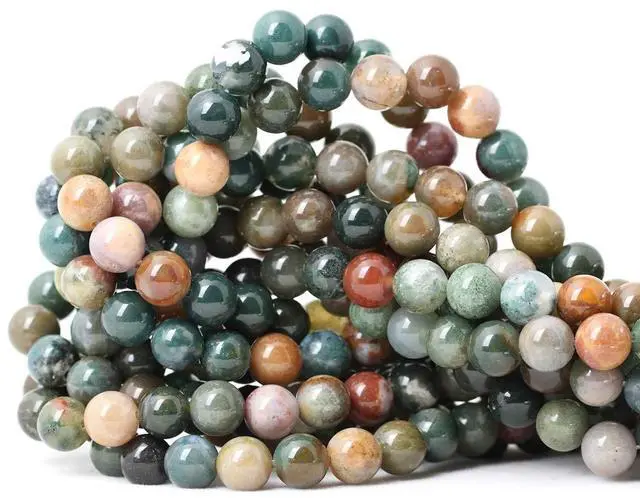 Main image of 45PCS 8mm Natural Indian Agate Gemstone Round Loose Beads for Jewelry Making DIY 1 Strand 15"
