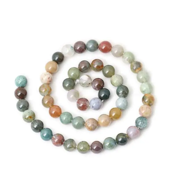 Alt view image 2 of 5 - 45PCS 8mm Natural Indian Agate Gemstone Round Loose Beads for Jewelry Making DIY 1 Strand 15"