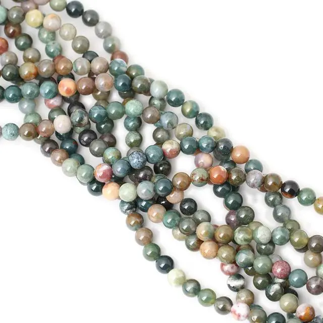 Alt view image 4 of 5 - 45PCS 8mm Natural Indian Agate Gemstone Round Loose Beads for Jewelry Making DIY 1 Strand 15"