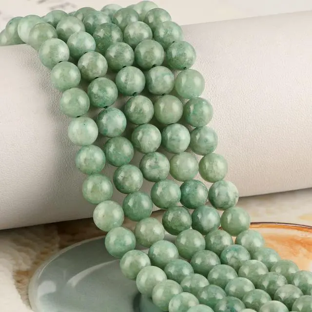 Alt view image 3 of 6 - 100Pcs 8mm Natural Smooth Burmese Jade Beads Round Loose Gemstone Stone Beads for Jewerly Making with Crystal Stretch Cord