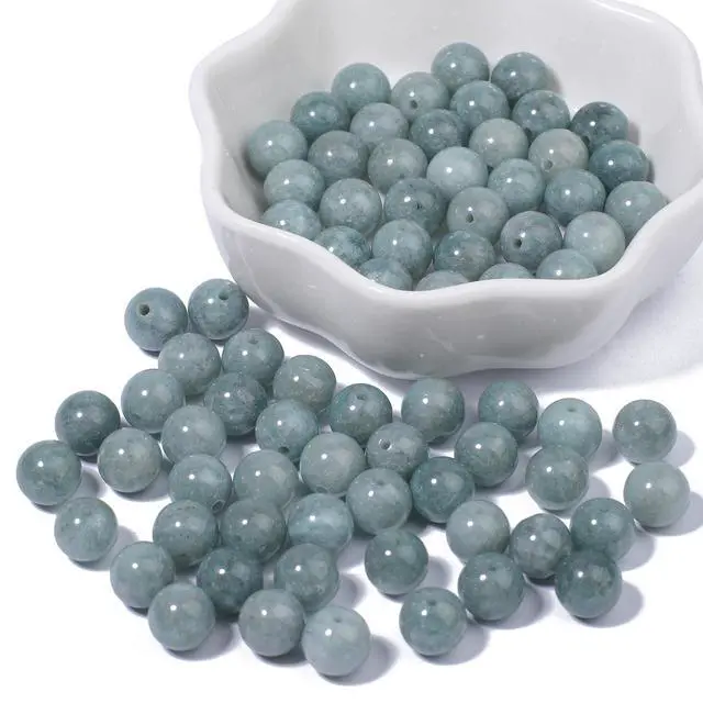 Alt view image 6 of 6 - 100Pcs 8mm Natural Smooth Burmese Jade Beads Round Loose Gemstone Stone Beads for Jewerly Making with Crystal Stretch Cord