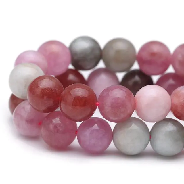Alt view image 2 of 4 - Natural Gemstone Beads for Jewelry Making,8mm Rainbow Stone Jade Polished Round Smooth Stone Beads,Genuine Real Stone for Bracelet Necklace 15 Inch(Rainbow Stone,8mm)