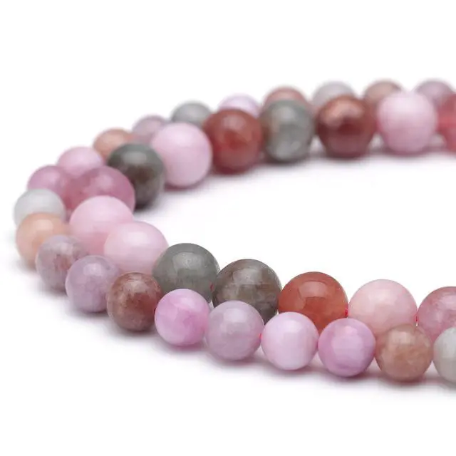 Alt view image 3 of 4 - Natural Gemstone Beads for Jewelry Making,8mm Rainbow Stone Jade Polished Round Smooth Stone Beads,Genuine Real Stone for Bracelet Necklace 15 Inch(Rainbow Stone,8mm)