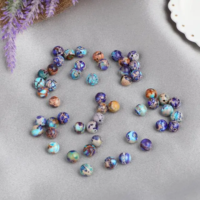 Alt view image 7 of 7 - 47Pcs 8MM Imperial Sea Sediment Gemstone Beads Natural Round Stone Beads Jasper Beads for Jewelry Necklace Bracelet Making(Multicolor B)