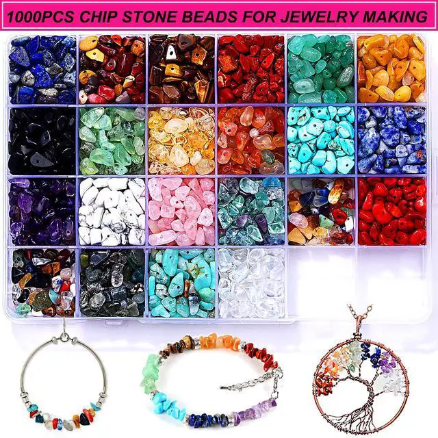 Alt view image 4 of 7 - 1000PCS Crystal Stone Beads for Jewelry Making, Natural Chip 5-8mm Irregular Gemstones Multicolored Rock Loose Beads for Ring, Earrings, Necklace, Bracelet Making DIY Art Crafts