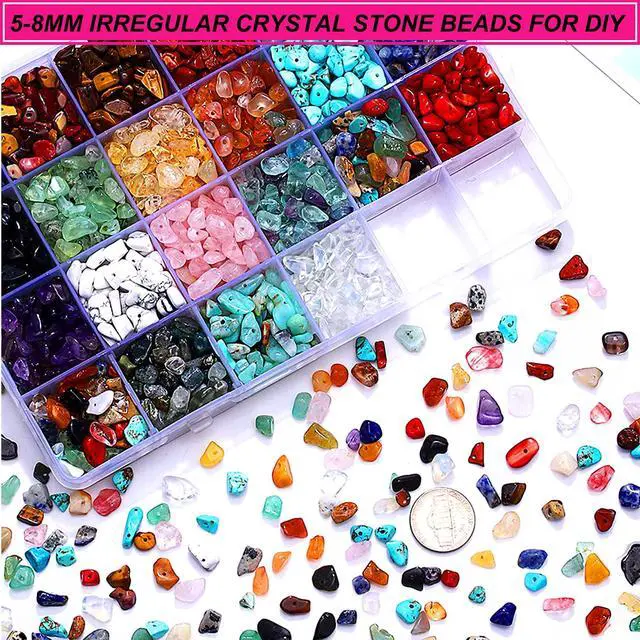 Alt view image 5 of 7 - 1000PCS Crystal Stone Beads for Jewelry Making, Natural Chip 5-8mm Irregular Gemstones Multicolored Rock Loose Beads for Ring, Earrings, Necklace, Bracelet Making DIY Art Crafts