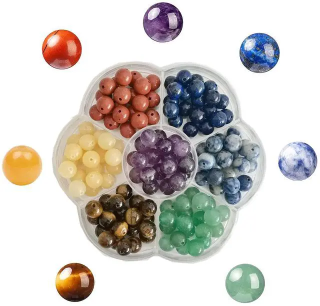 Main image of 140pcs 8mm 7 Chakra Natural Stone Beads Crystal Bracelet Jewelry Making Kit