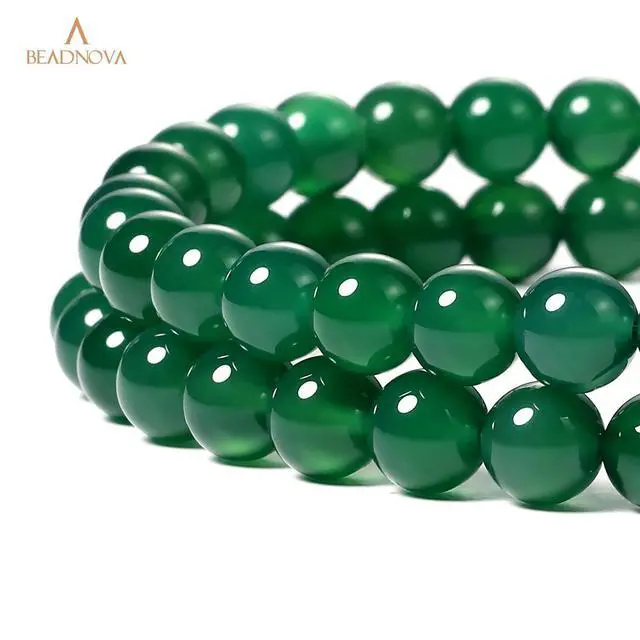 Alt view image 3 of 7 - 8mm Natural Green Agate Gemstone Round Loose Beads for Jewelry Making (45-48pcs)