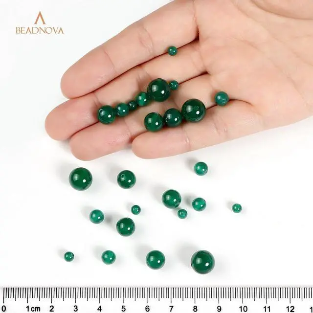 Alt view image 4 of 7 - 8mm Natural Green Agate Gemstone Round Loose Beads for Jewelry Making (45-48pcs)