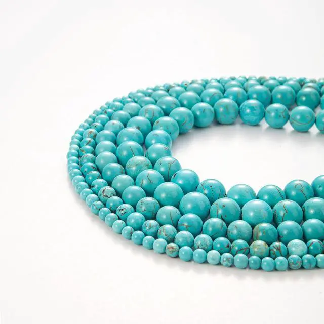 Alt view image 3 of 6 - 100Pcs Natural Stone Beads 8mm Turquoise Round Gemstone Loose Beads with Elastic Bracelet String for Bracelets Necklace Jewelry Making