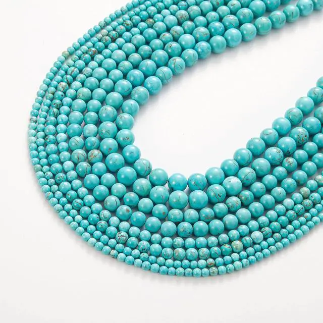 Alt view image 4 of 6 - 100Pcs Natural Stone Beads 8mm Turquoise Round Gemstone Loose Beads with Elastic Bracelet String for Bracelets Necklace Jewelry Making