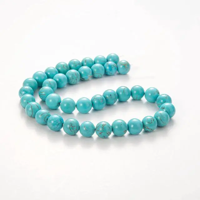 Alt view image 2 of 6 - 100Pcs Natural Stone Beads 8mm Turquoise Round Gemstone Loose Beads with Elastic Bracelet String for Bracelets Necklace Jewelry Making