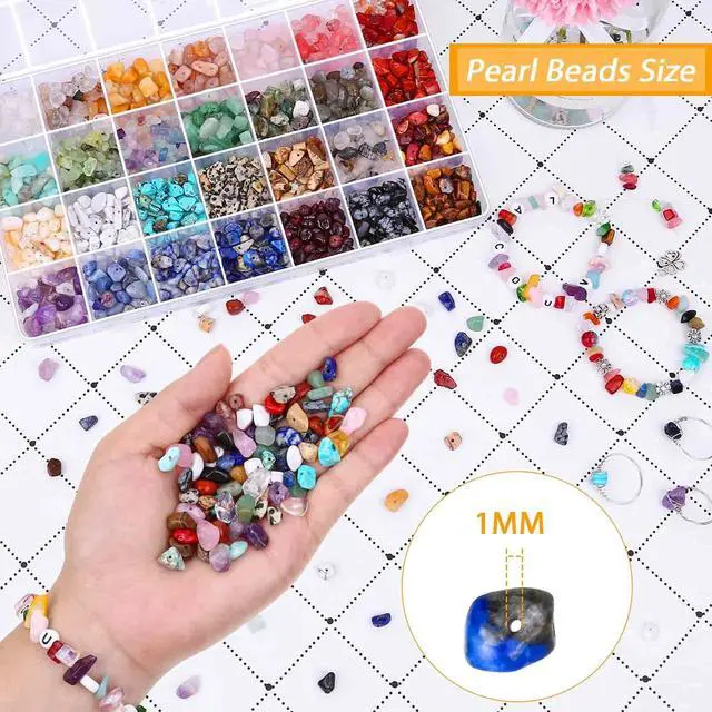 Alt view image 4 of 7 - Crystal Chips Beads for Ring Making, 28 Colors Gemstone Beads for Jewelry Making, Crystal Ring Making Kit with Plastic Box for Jewelry Ring, Bracelets, Earring Making Supplies