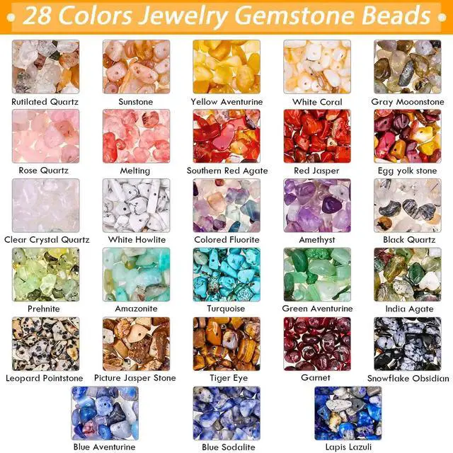 Alt view image 3 of 7 - Crystal Chips Beads for Ring Making, 28 Colors Gemstone Beads for Jewelry Making, Crystal Ring Making Kit with Plastic Box for Jewelry Ring, Bracelets, Earring Making Supplies
